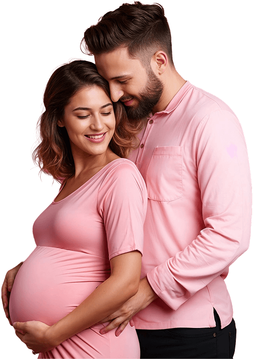 Expectant couple embracing, pregnant woman and partner sharing a loving moment